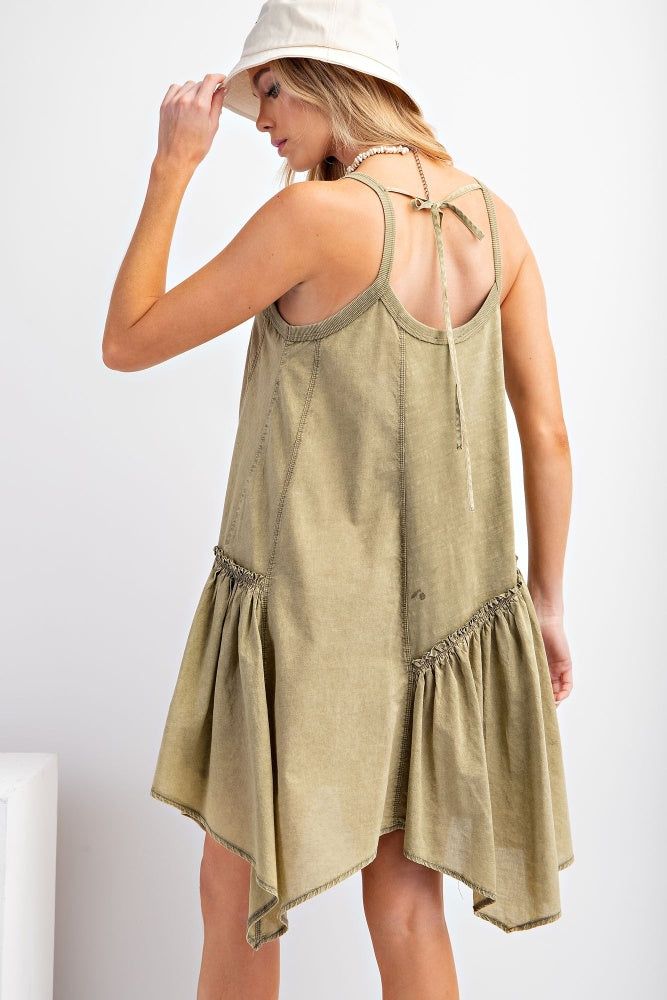 Faded Olive Mineral Washed Cami Dress sold by Pinkblush product image thumbnail 3