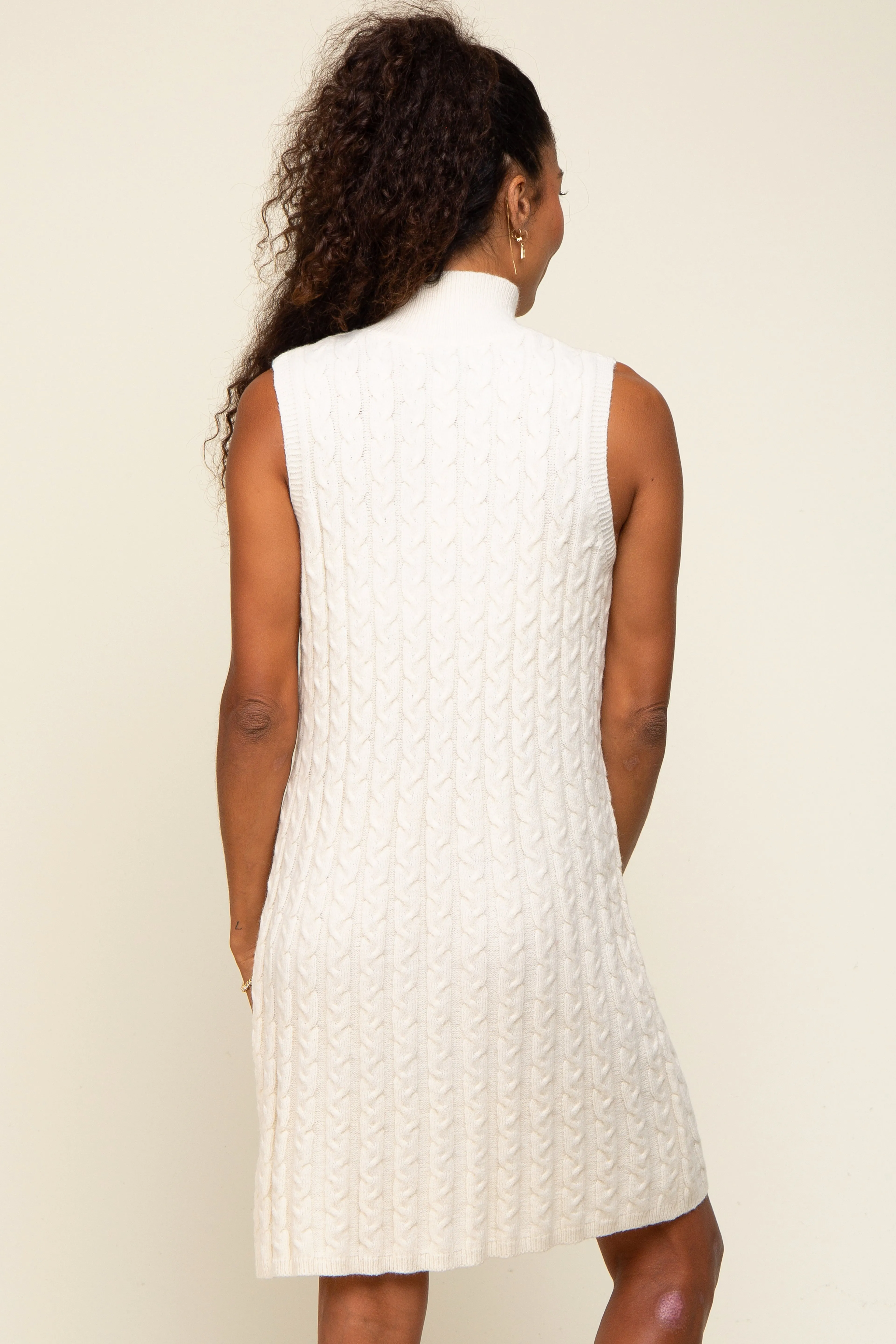 Cream Cable Knit Sleeveless Sweater Dress sold by Pinkblush product image thumbnail 3