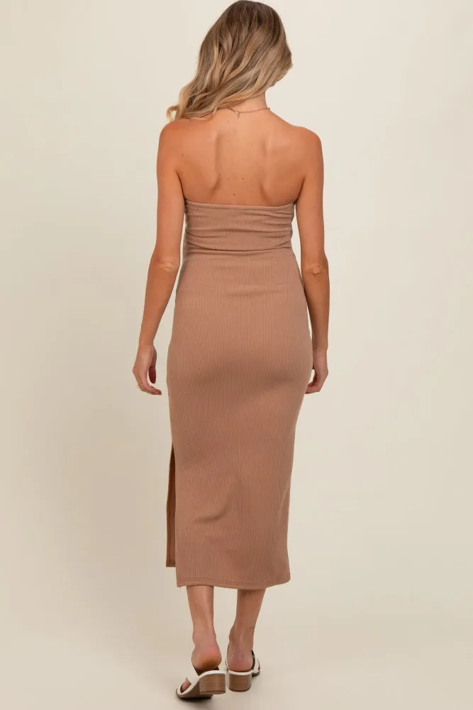 Taupe Strapless Twist Maternity Dress sold by Pinkblush product image thumbnail 4