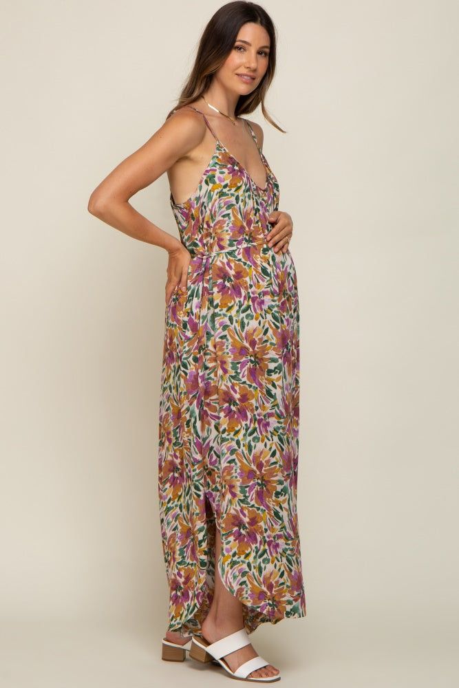 Violet Floral Sleeveless Maternity Jumpsuit sold by Pinkblush product image thumbnail 2