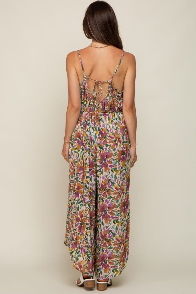 Violet Floral Sleeveless Maternity Jumpsuit sold by Pinkblush product image thumbnail 3