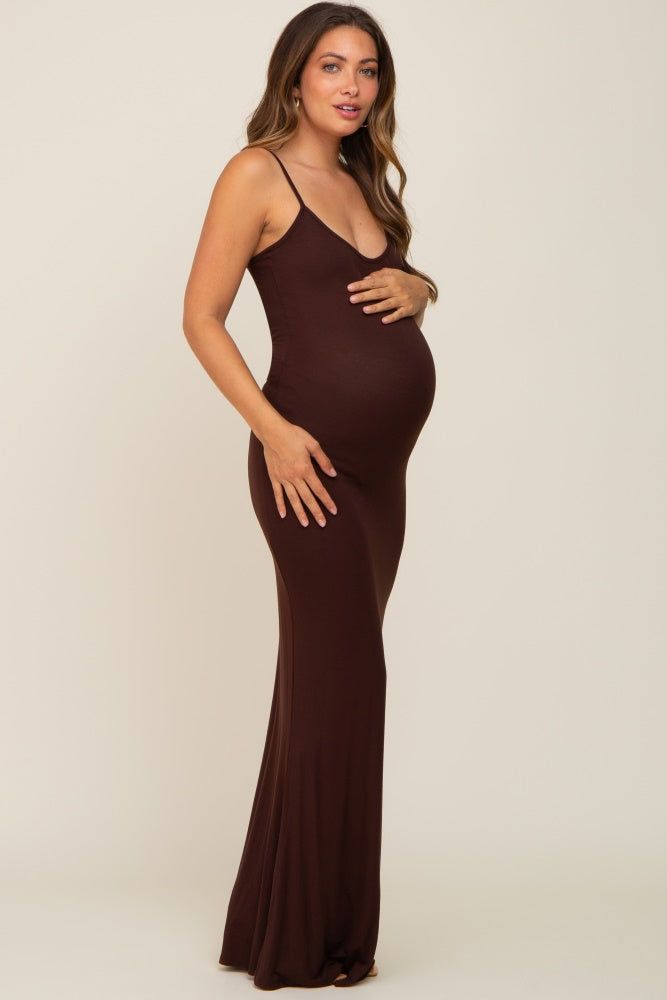 Brown Basic Maternity Maxi Dress sold by Pinkblush product image thumbnail 2