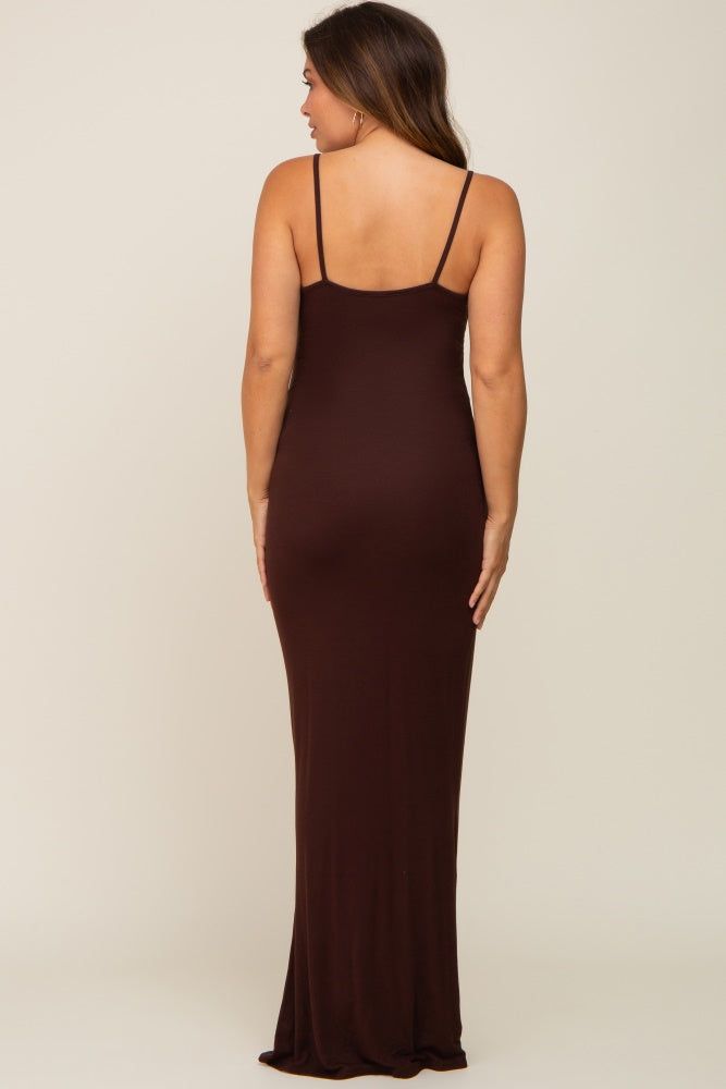 Brown Basic Maternity Maxi Dress sold by Pinkblush product image thumbnail 3
