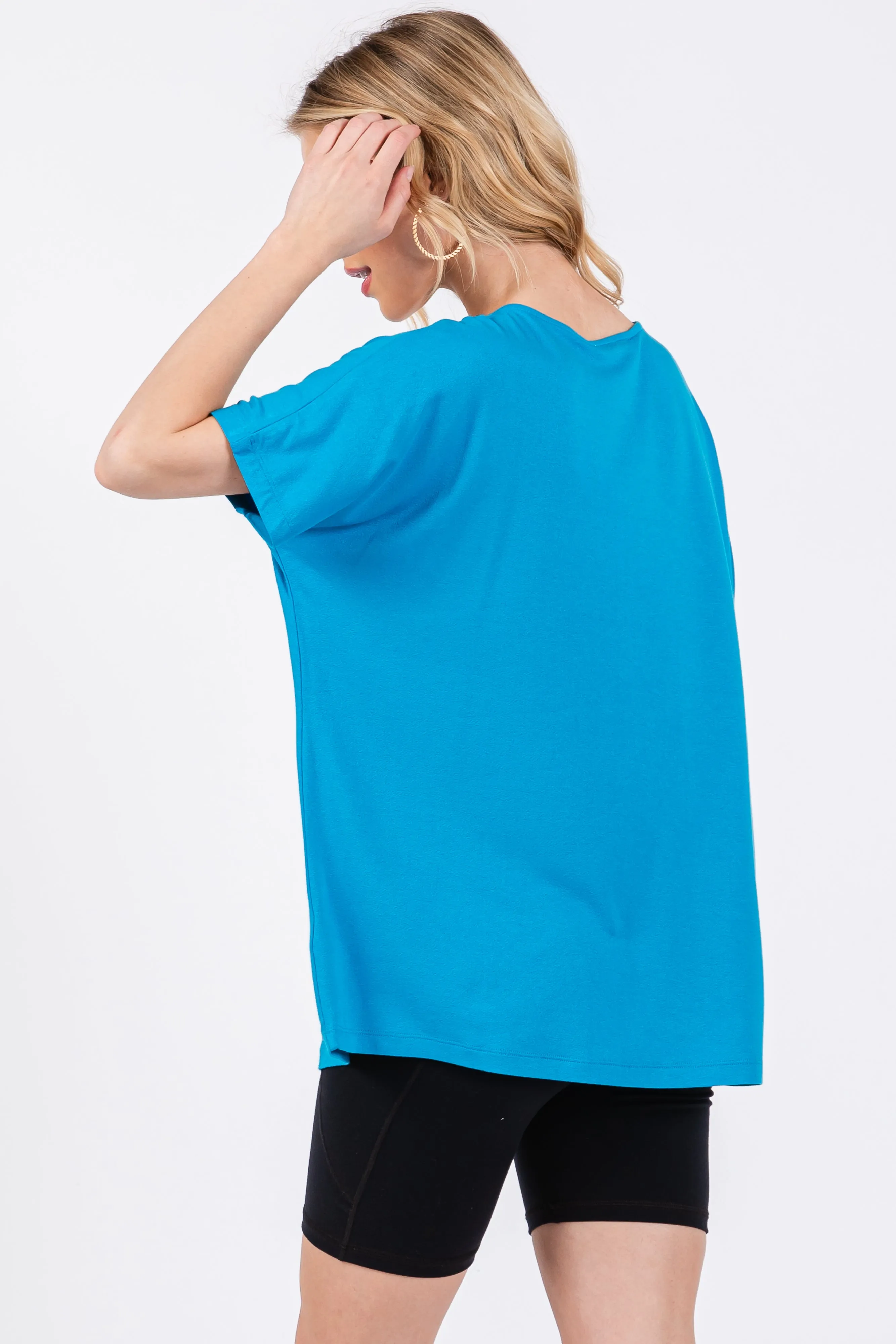 Blue Short Dolman Sleeve V-Neck Top sold by Pinkblush product image thumbnail 3