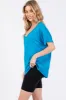 Blue Short Dolman Sleeve V-Neck Top sold by Pinkblush