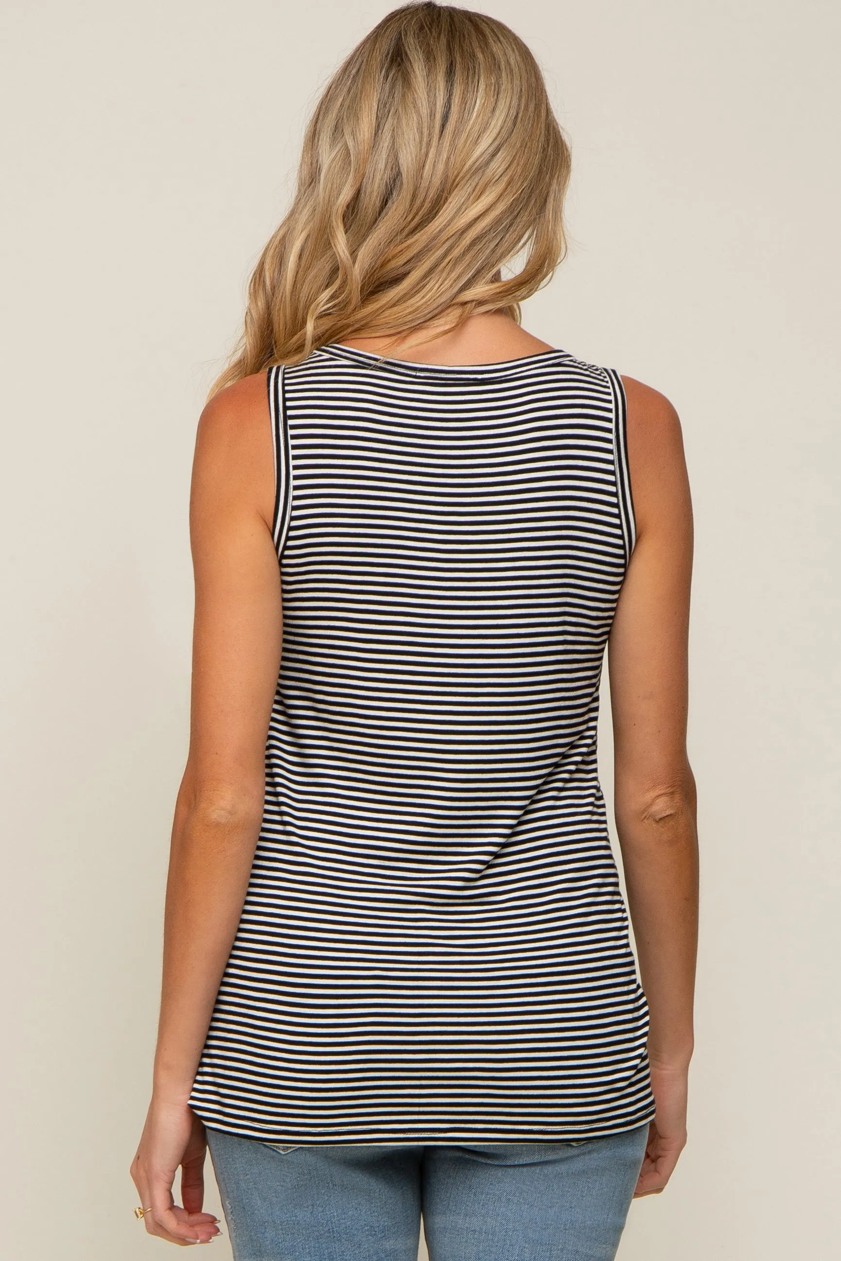Black Striped Sleeveless Maternity Tank Top sold by Pinkblush product image thumbnail 3