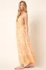 Orange Combo Flower Border Print Ruching Detail Maxi Dress sold by Pinkblush