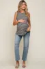 Black Striped Sleeveless Maternity Tank Top sold by Pinkblush