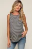 Black Striped Sleeveless Maternity Tank Top sold by Pinkblush