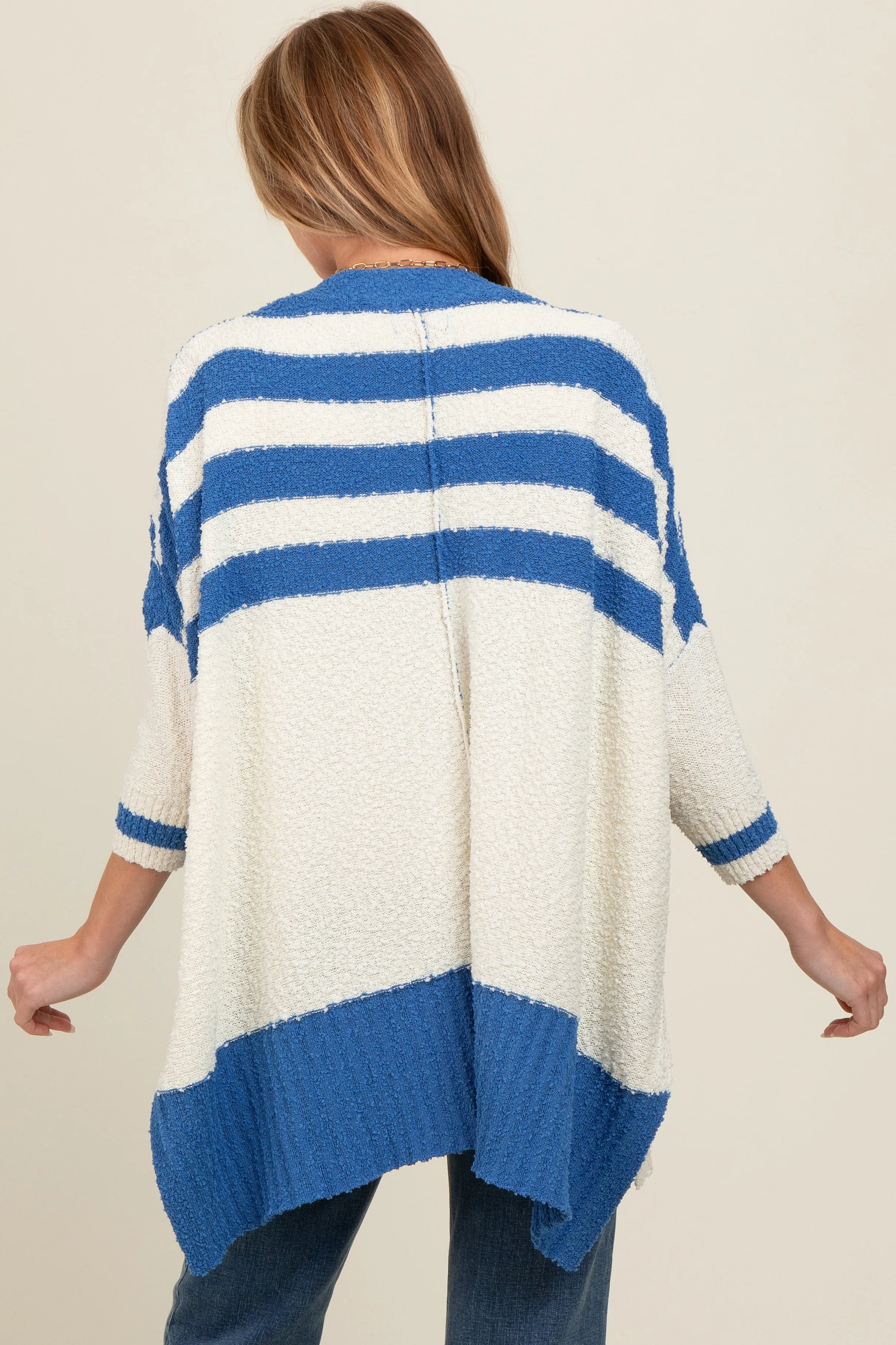 Blue Textured Knit Striped Oversized Maternity Cardigan sold by Pinkblush product image thumbnail 3