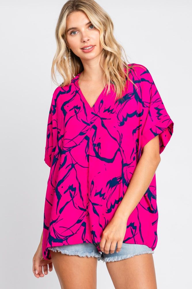 Magenta Printed V-Neck Maternity Top sold by Pinkblush product image thumbnail 5