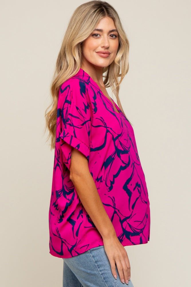Magenta Printed V-Neck Maternity Top sold by Pinkblush product image thumbnail 2