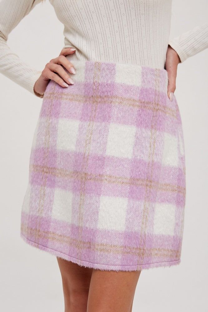 Pink A-Line Plaid Mini Skirt sold by Pinkblush product image thumbnail 2