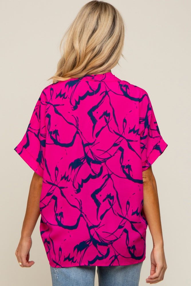 Magenta Printed V-Neck Maternity Top sold by Pinkblush product image thumbnail 3