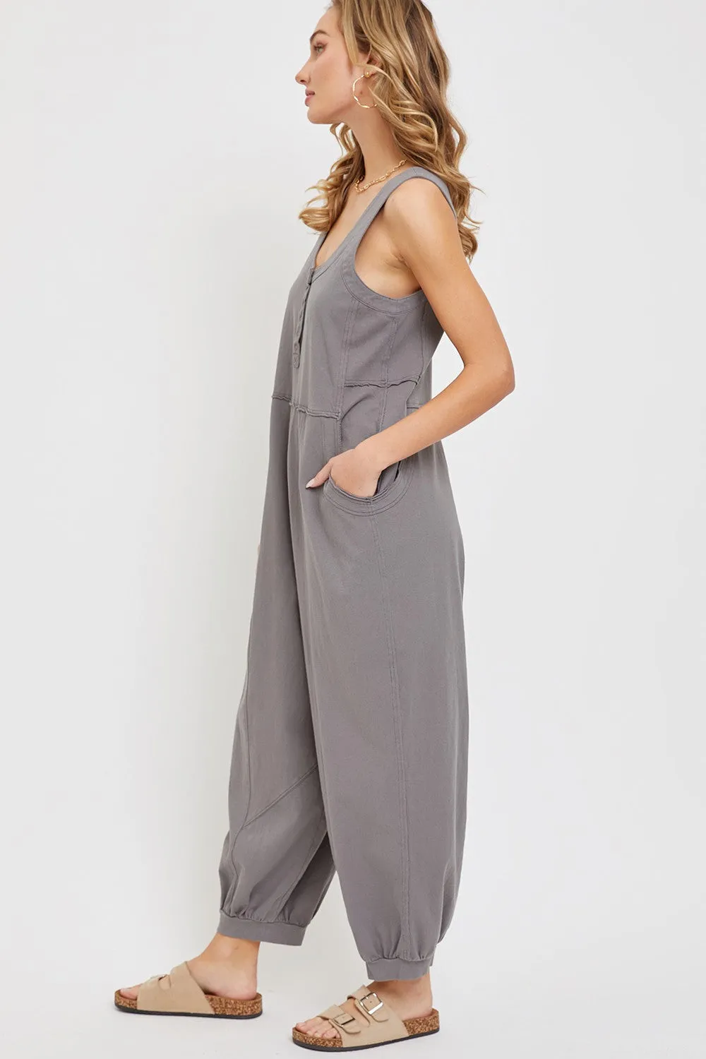 Grey Loose Fit Sleeveless Jumpsuit sold by Pinkblush product image thumbnail 2