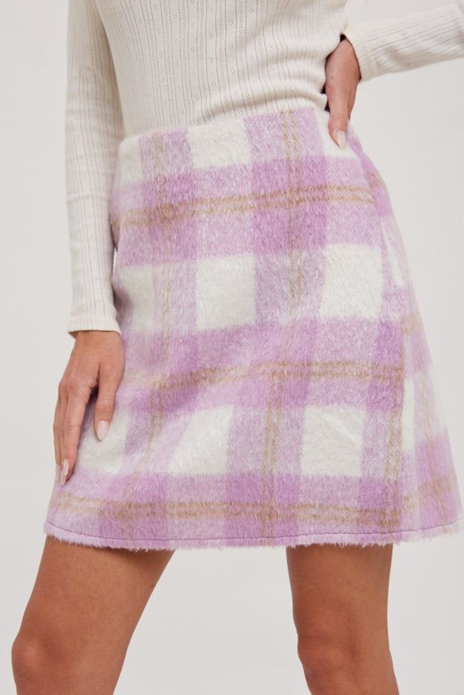 Pink A-Line Plaid Mini Skirt sold by Pinkblush product image thumbnail 3