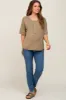 Olive Oversized Maternity Henley Top sold by Pinkblush
