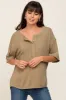 Olive Oversized Maternity Henley Top sold by Pinkblush