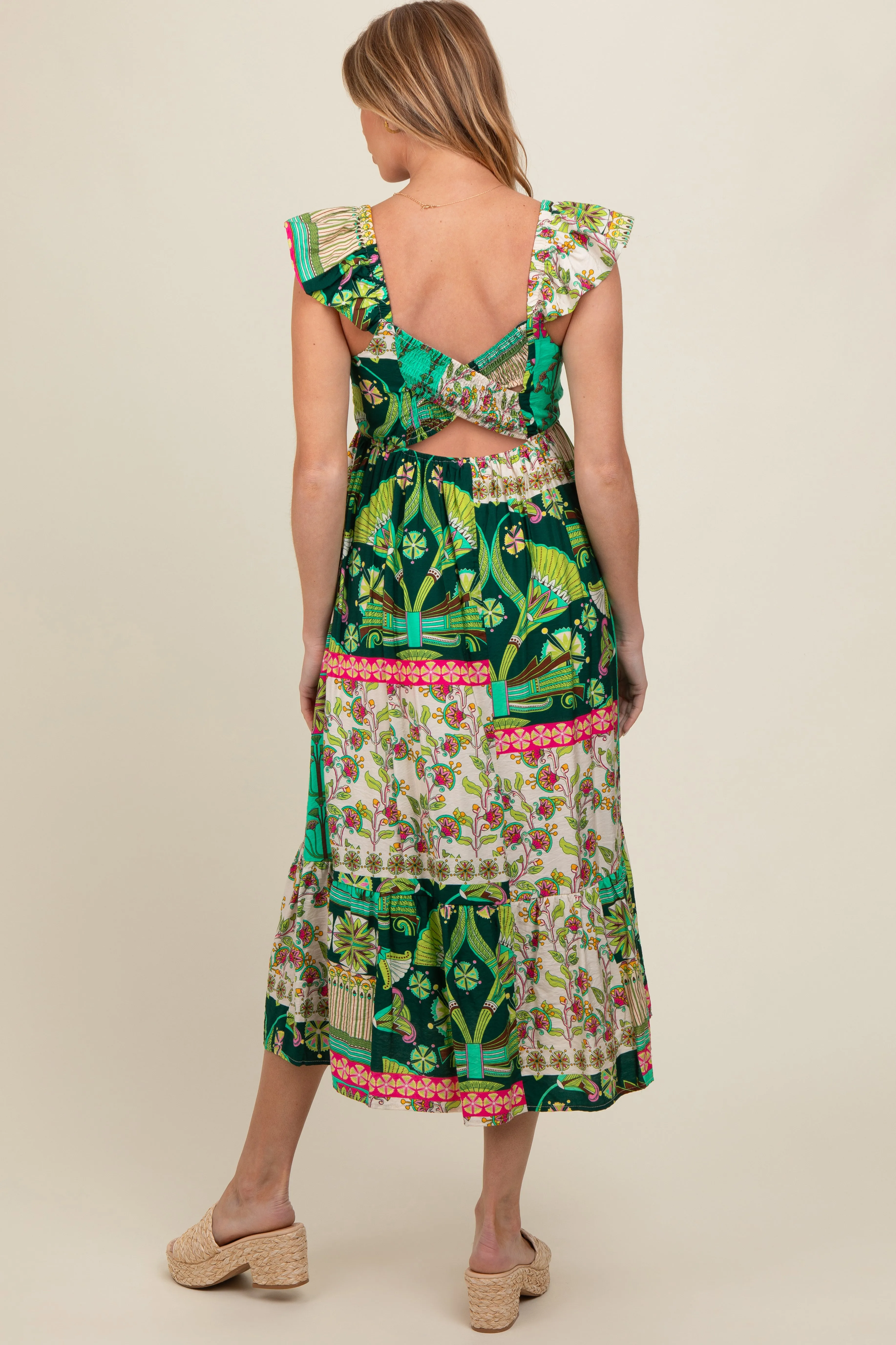 Green Patchwork Print Maternity Midi Dress sold by Pinkblush product image thumbnail 4
