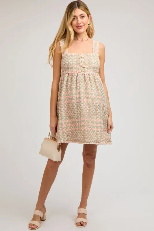 Pink Multi-Color Knit Gingham Sleeveless Maternity Dress sold by Pinkblush