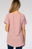 Dark Mauve Button Tie Front Maternity Top sold by Pinkblush