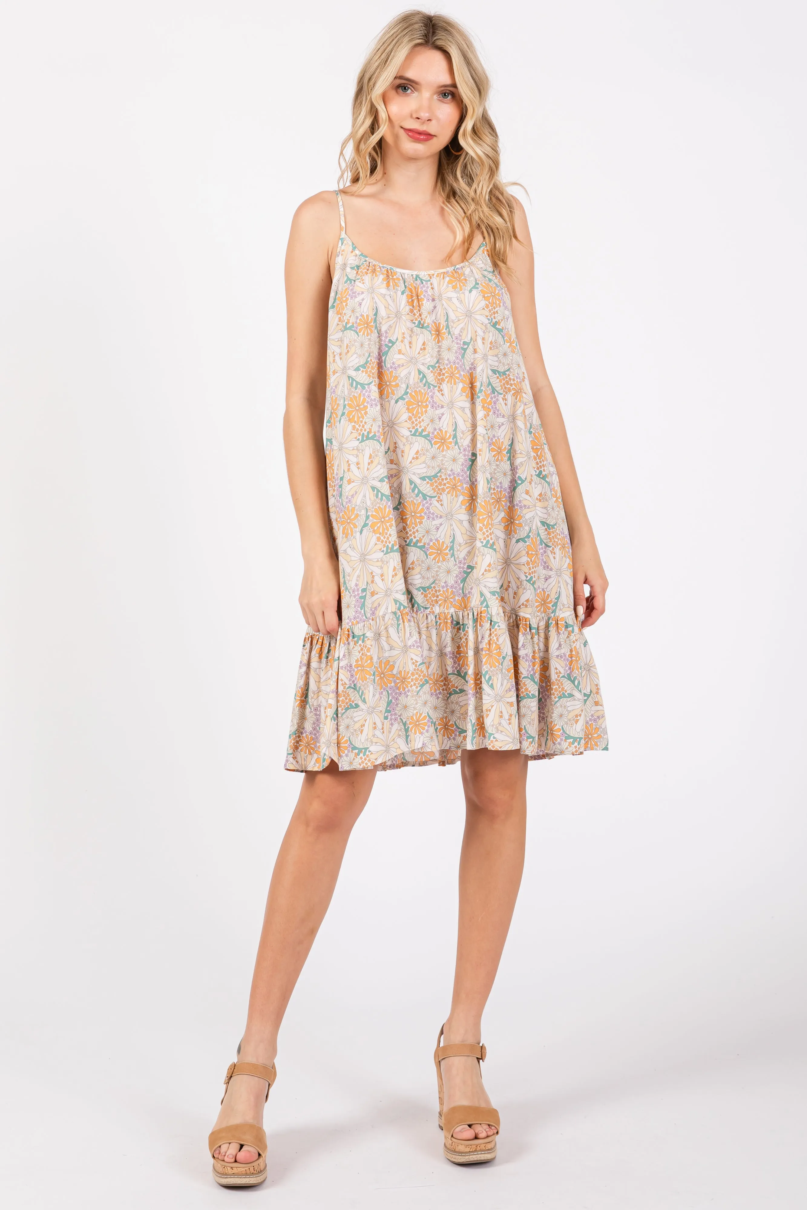 Cream Floral Sleeveless Mini Dress sold by Pinkblush product image thumbnail 4