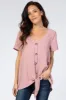 Dark Mauve Button Tie Front Maternity Top sold by Pinkblush