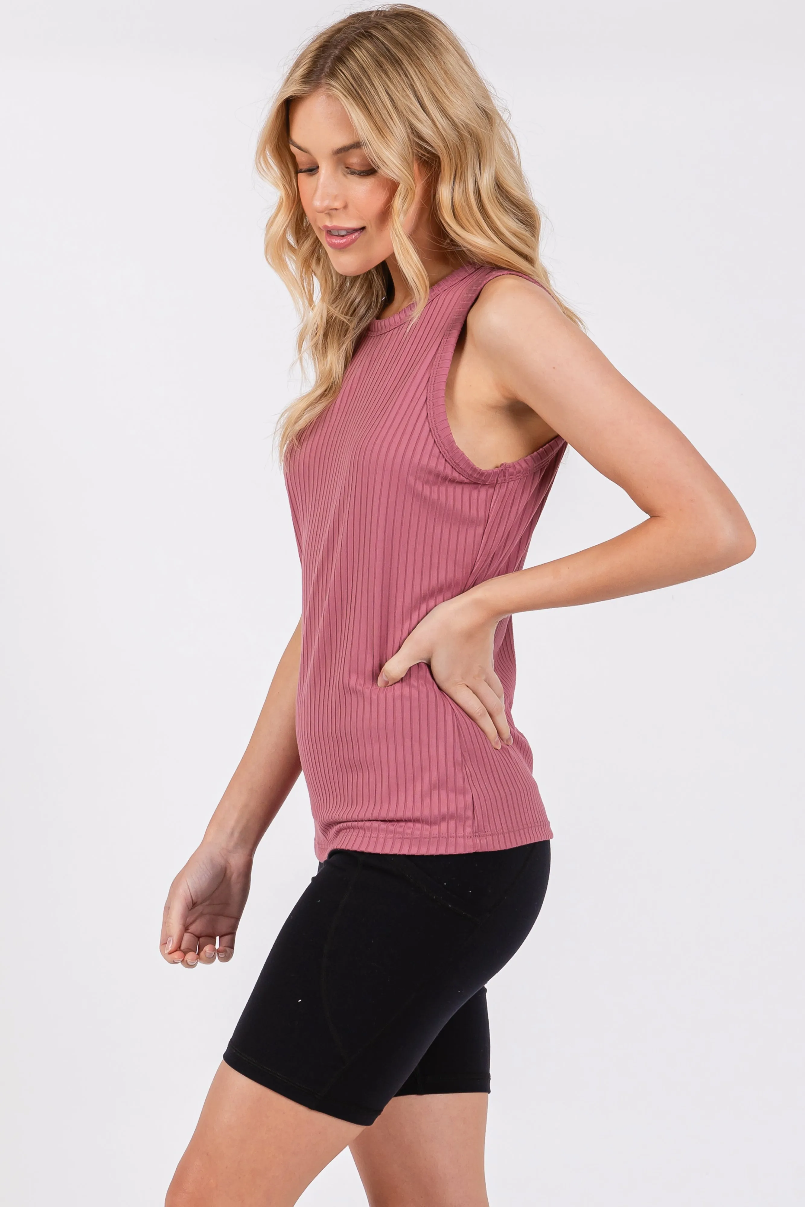 Mauve Ribbed Racerback Tank Top sold by Pinkblush product image thumbnail 2