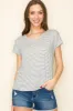 Black Striped V-Neck Short Sleeve Top sold by Pinkblush
