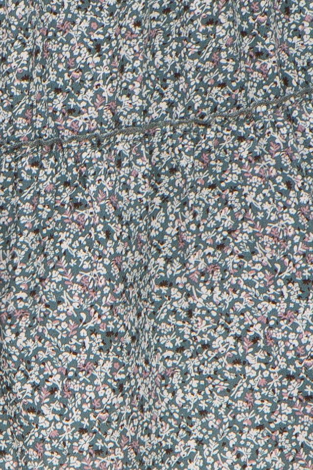 Teal Ditsy Floral Smocked Tiered Midi Dress sold by Pinkblush product image thumbnail 4