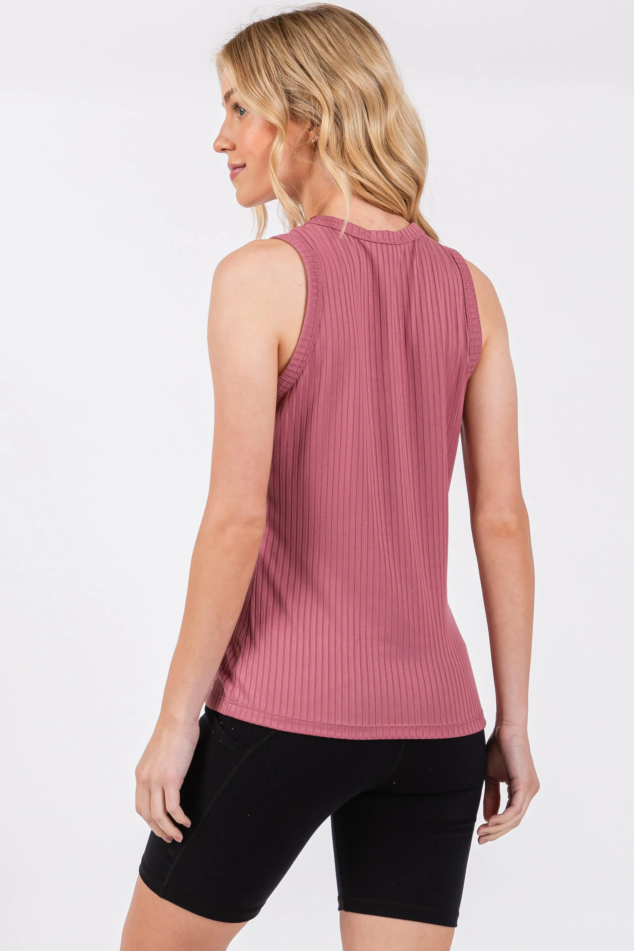 Mauve Ribbed Racerback Tank Top sold by Pinkblush product image thumbnail 3