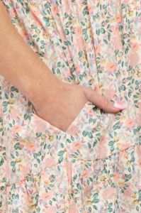 Cream Floral Tiered Sleeveless Maternity Dress sold by Pinkblush