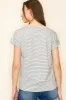 Black Striped V-Neck Short Sleeve Top sold by Pinkblush