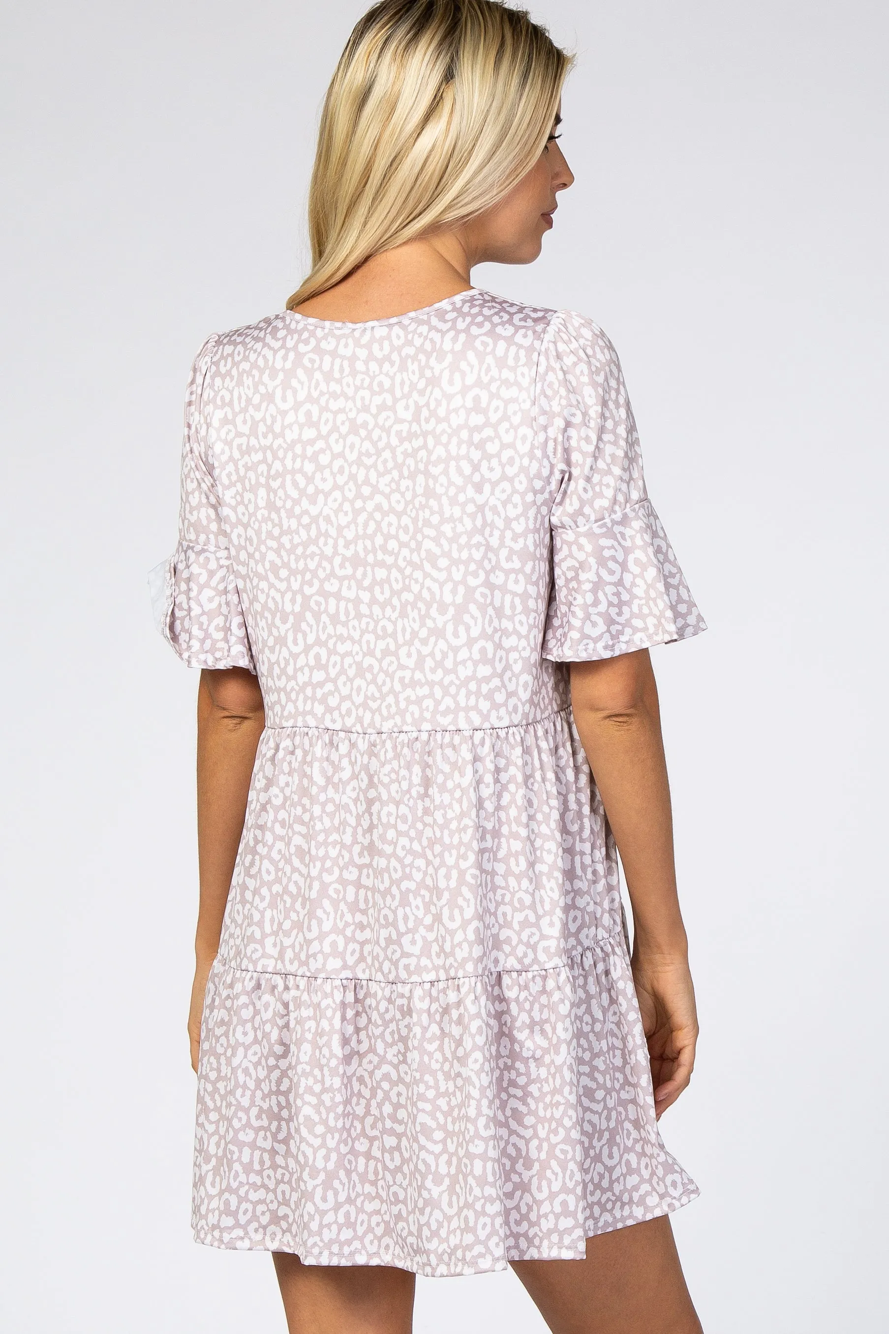 Taupe Animal Print Ruffle Sleeve Dress sold by Pinkblush product image thumbnail 3