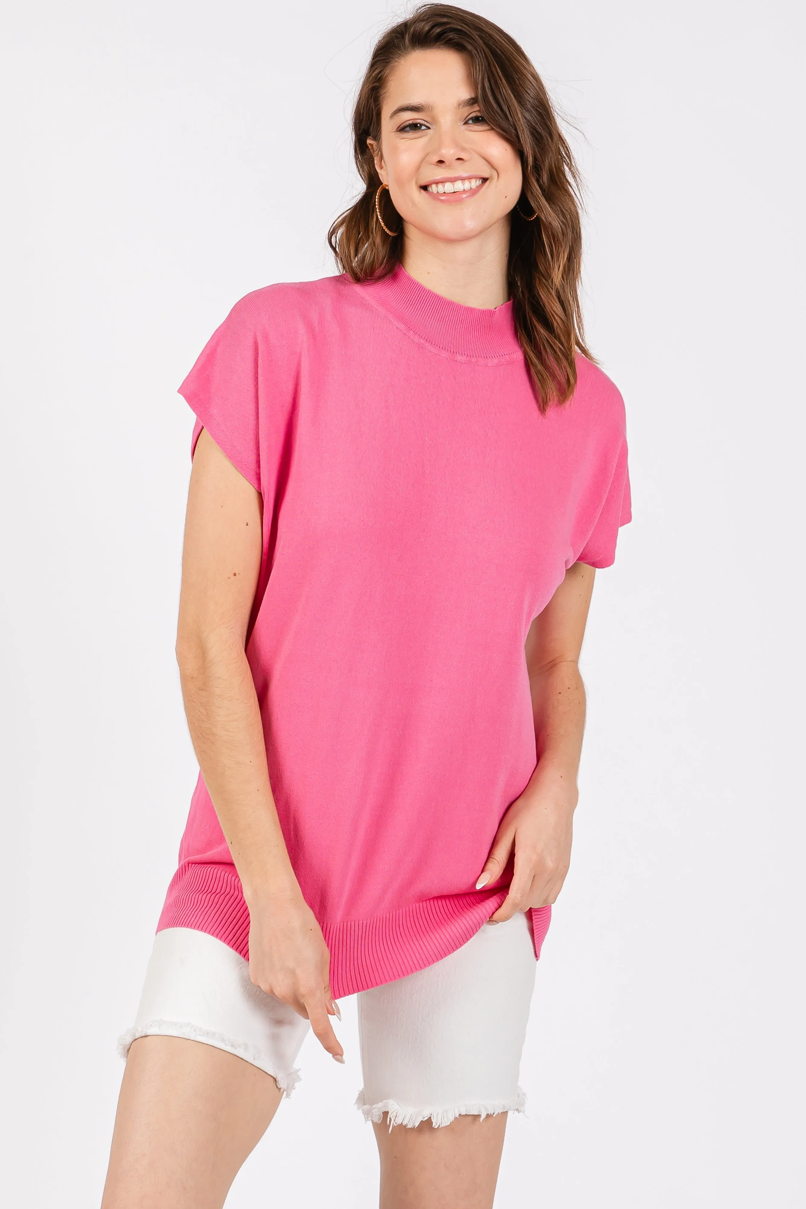Fuchsia Mock Neck Knit Maternity Top sold by Pinkblush product image thumbnail 4