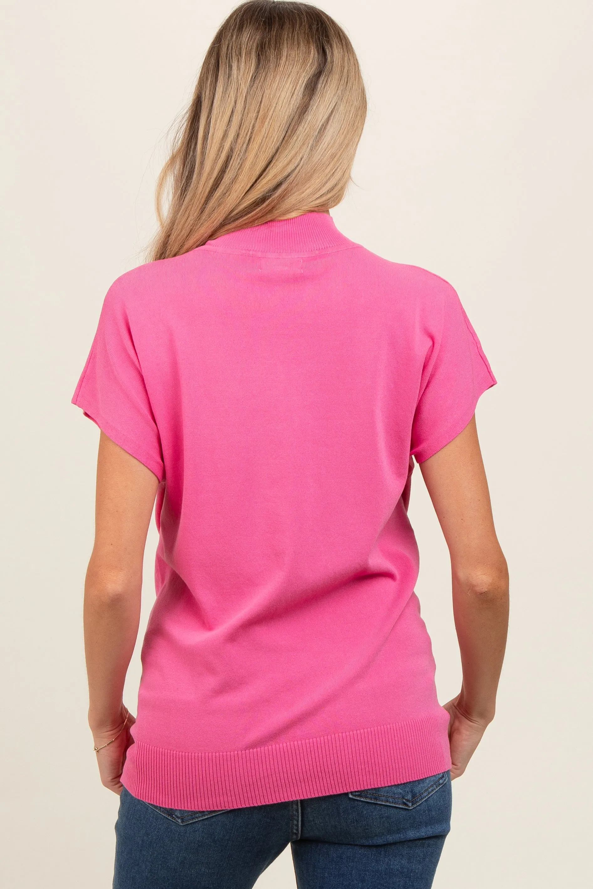 Fuchsia Mock Neck Knit Maternity Top sold by Pinkblush product image thumbnail 3