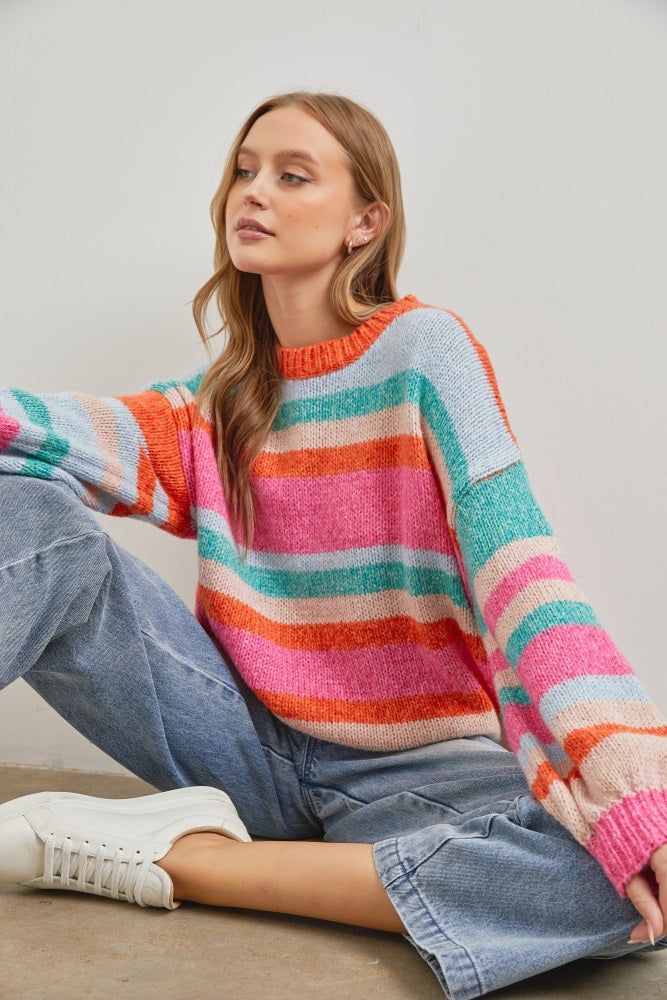 Multi-Color Striped Sweater sold by Pinkblush