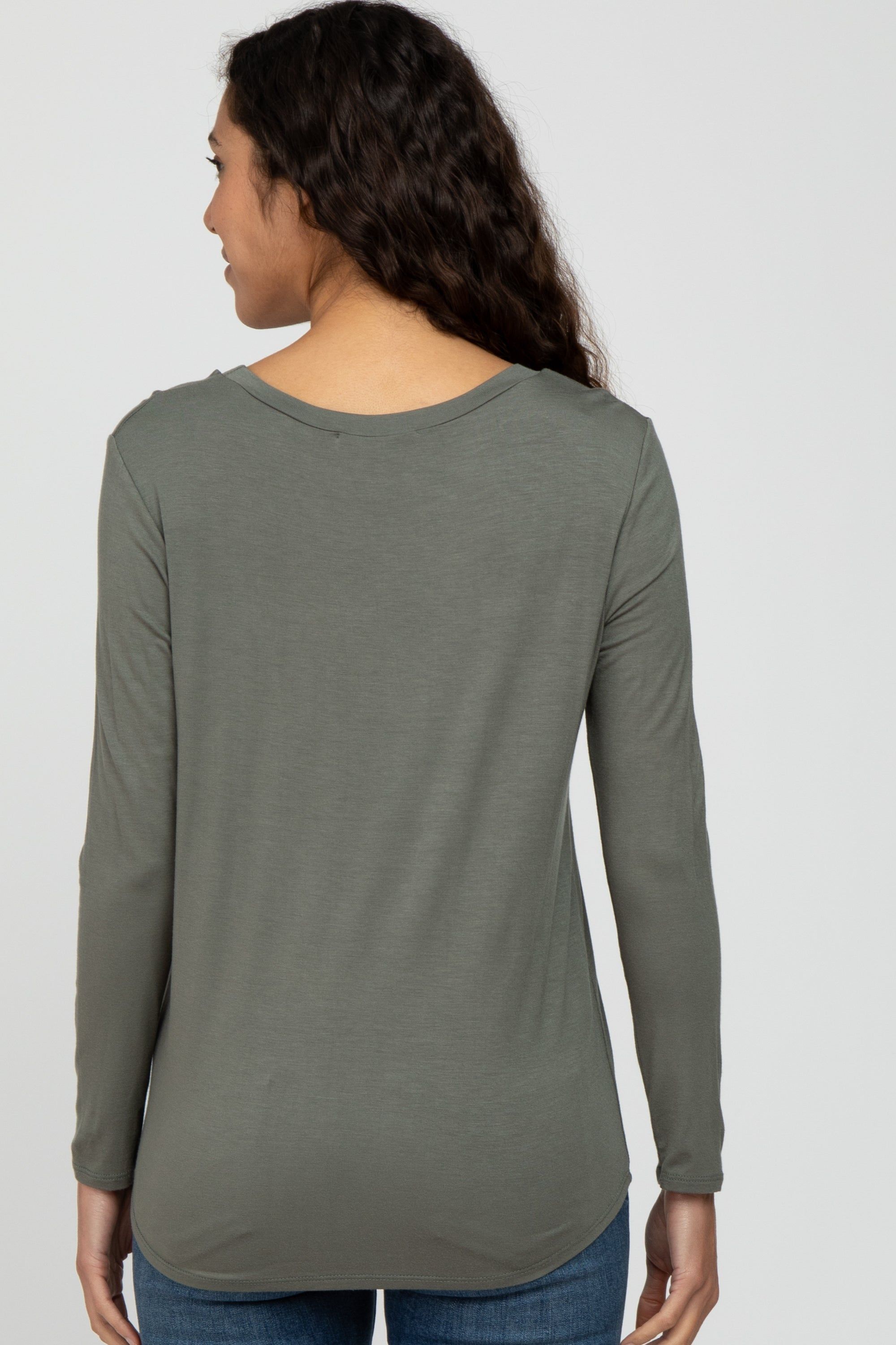 Olive Basic Long Sleeve Top sold by Pinkblush product image thumbnail 4