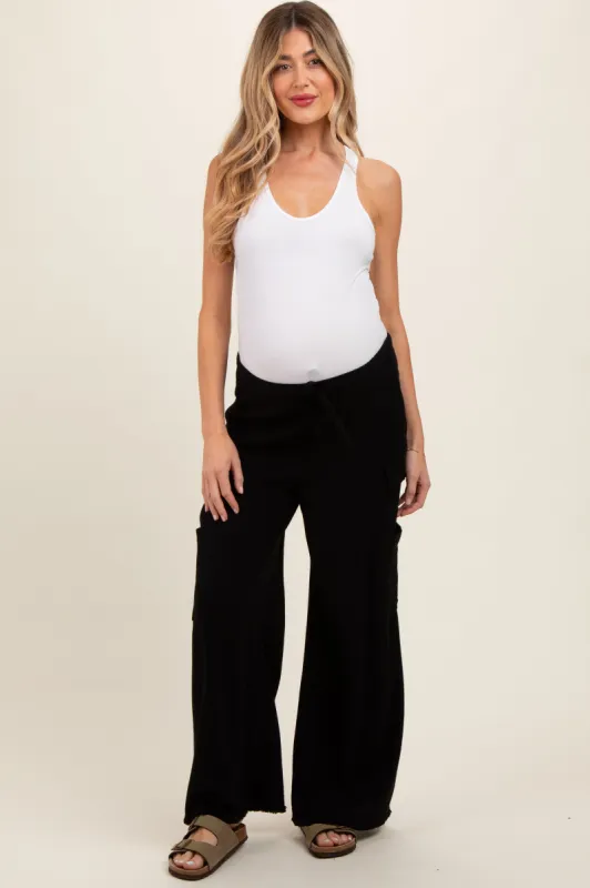 Black Pocketed Drawstring Maternity Pants sold by Pinkblush