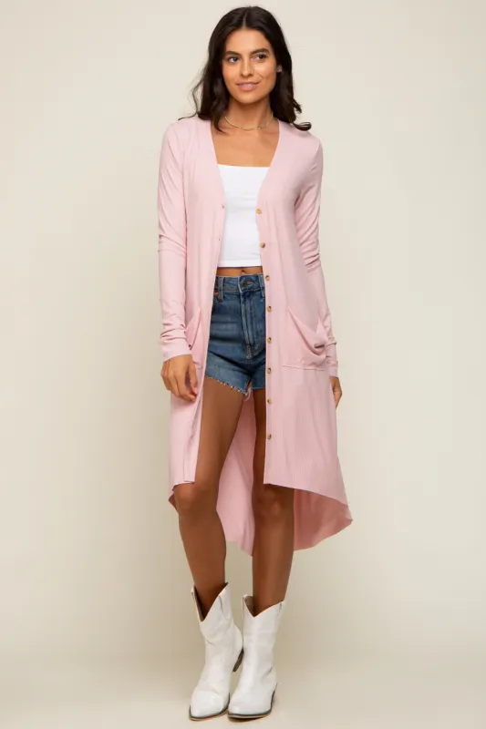 Light Pink Button Front Knit Cardigan sold by Pinkblush