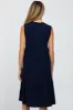 Navy Ribbed Sleeveless Maternity Midi Dress sold by Pinkblush