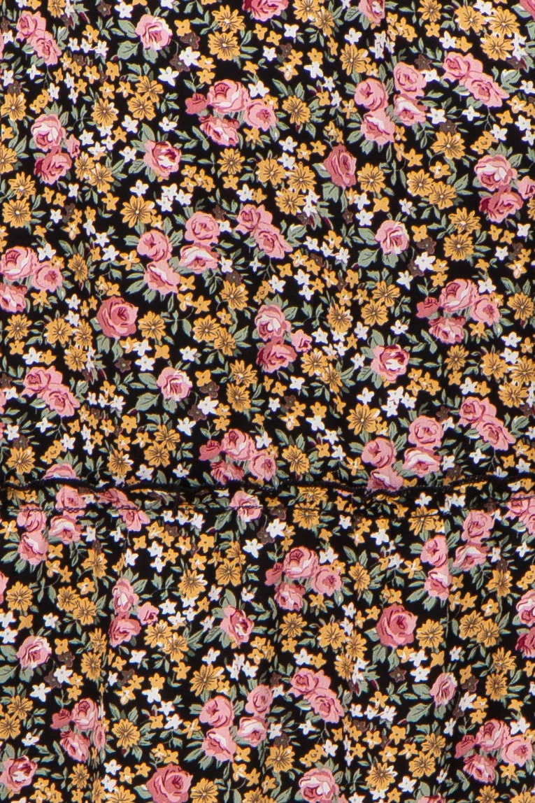 Black Multi-Color Floral Sleeveless Tiered Maternity Maxi Dress sold by Pinkblush product image thumbnail 3