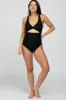 Black Ruched Sides Front Cutout Maternity One Piece Swimsuit sold by Pinkblush