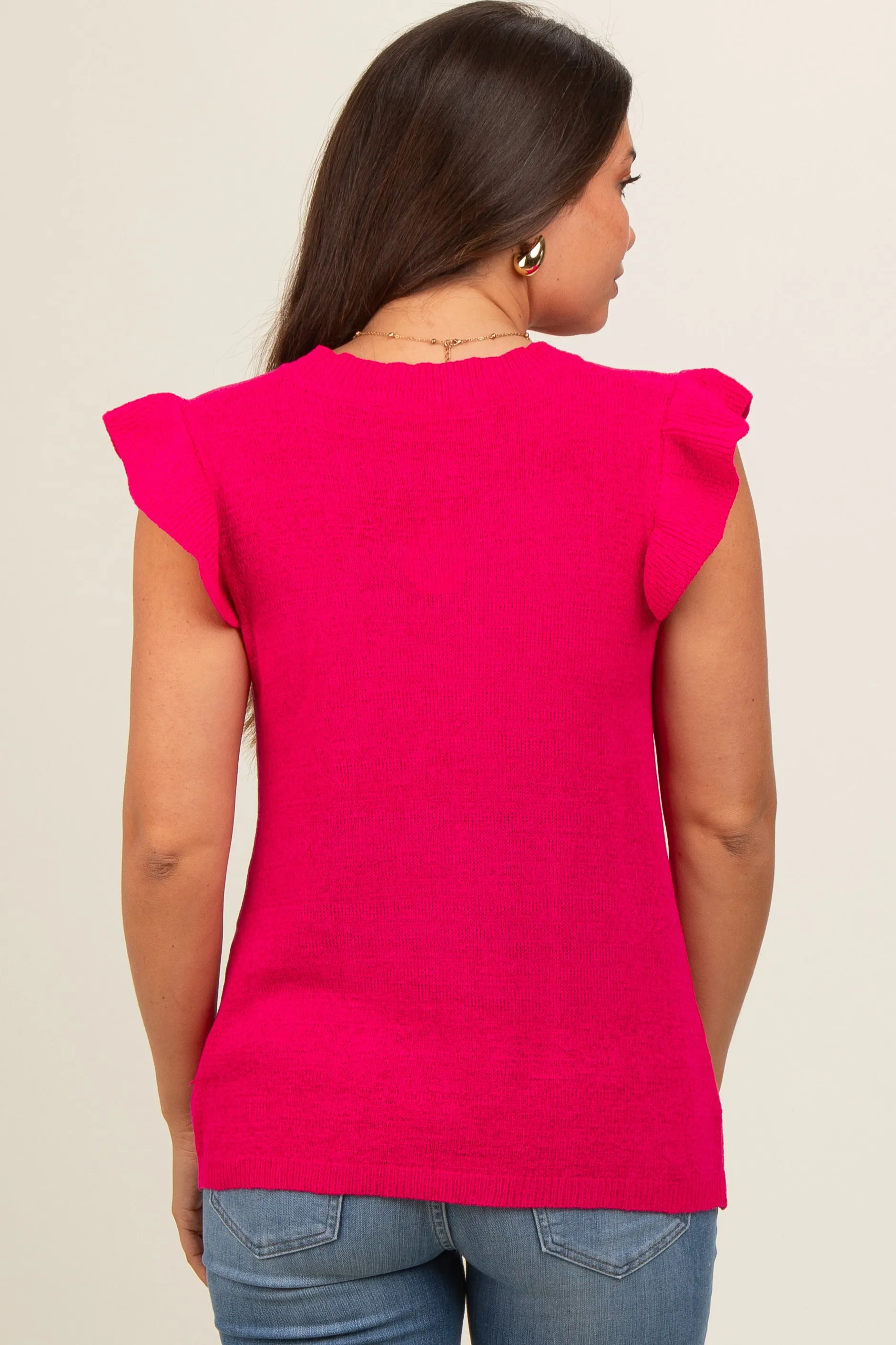 Fuchsia Ruffle Short Sleeve Maternity Top sold by Pinkblush product image thumbnail 4