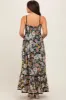 Black Floral Smocked Button Accent Maternity Maxi Dress sold by Pinkblush