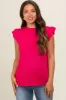 Fuchsia Ruffle Short Sleeve Maternity Top sold by Pinkblush
