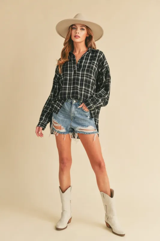 Black Plaid Shirt sold by Pinkblush
