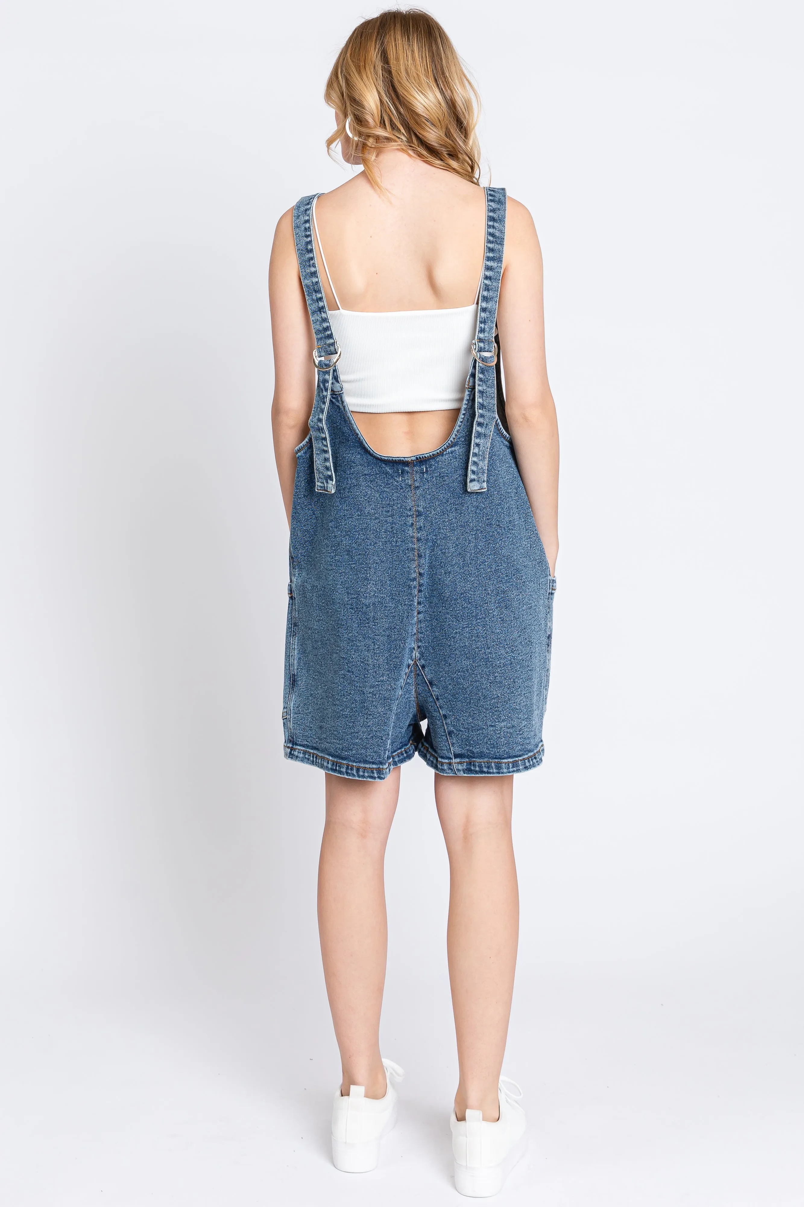 Blue Denim Scoop Neck Short Overall sold by Pinkblush product image thumbnail 3