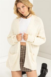 Cream Basic Knit Cardigan sold by Pinkblush
