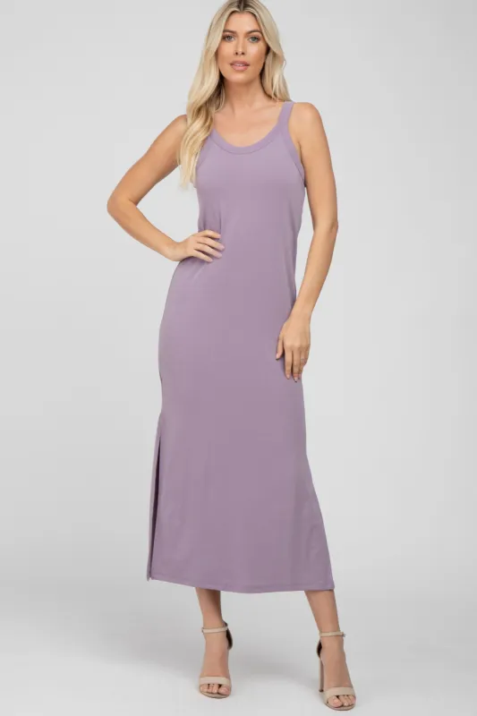 Lavender Sleeveless Side Slit Maxi Dress sold by Pinkblush